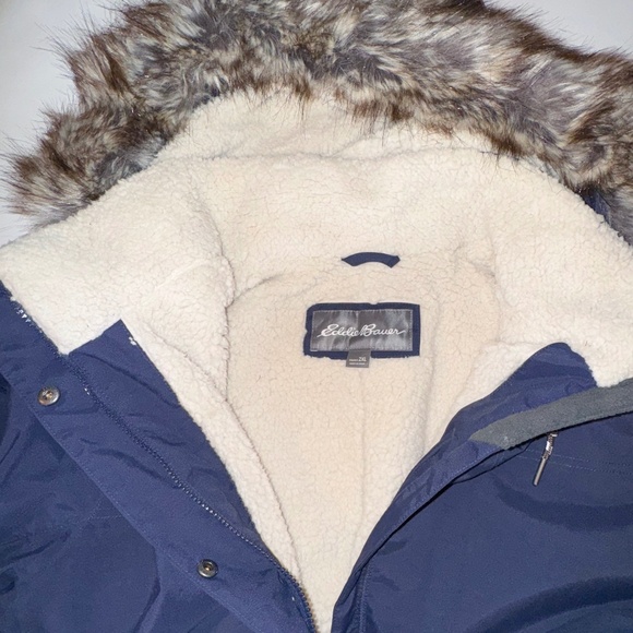 EDDIE BAUER Riley Weathered Insulated Parka Faux Shearling Lined Coat Navy XXL - Picture 6 of 15